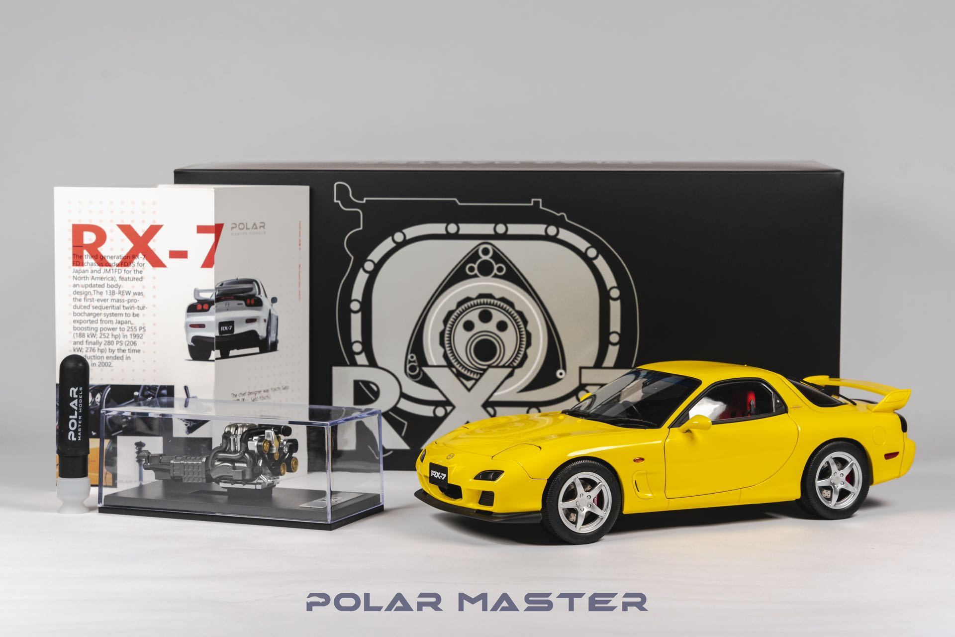 POLAR MASTER RX-7 黄 1/18 1/18 Polar Master Mazda RX-7 Yellow Resin Car Model