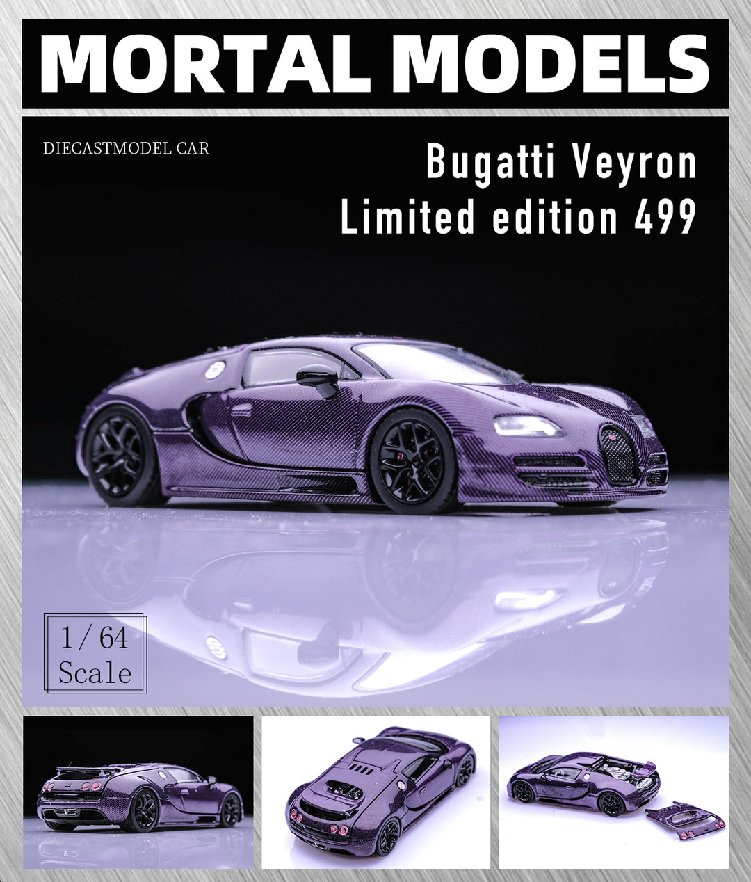 Mortal 1:64 Bugatti Veyron - Purple Carbon