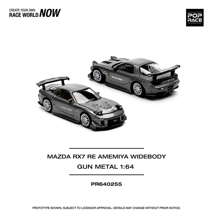 POPRACE 1:64 MAZDA RX7 RE-AMEMIYA GUN METAL PR640255
