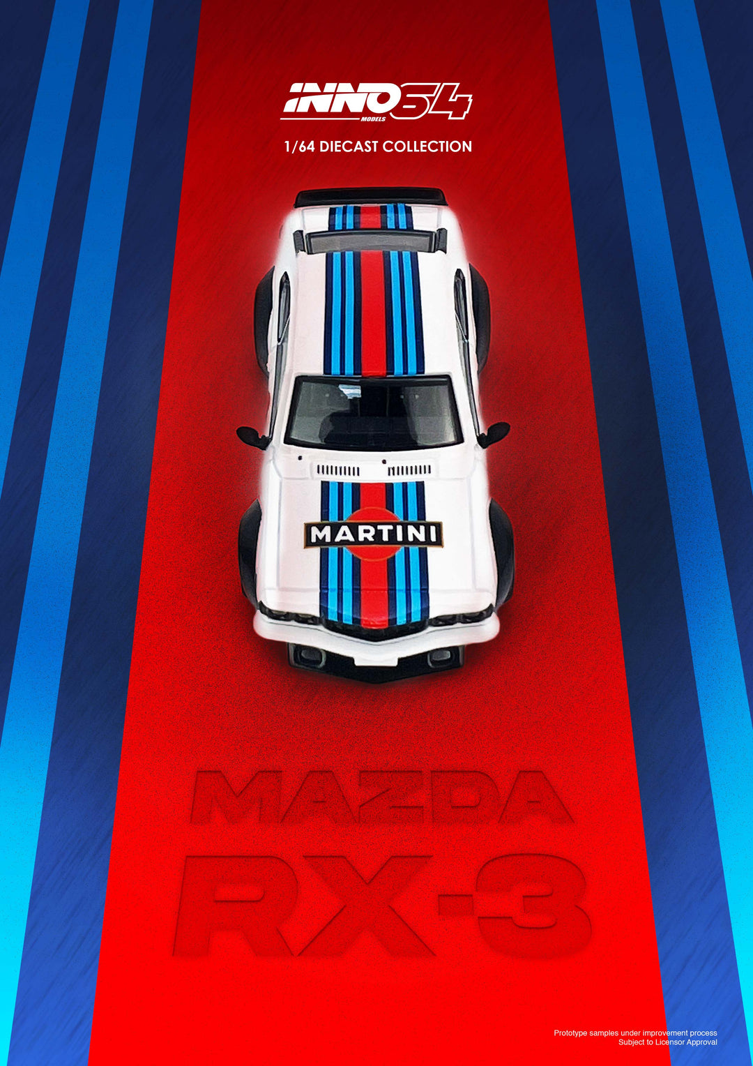 Inno64 1:64 MAZDA SAVANNA RX3 "MARTINI RACING" Livery IN64-RX3-MTN