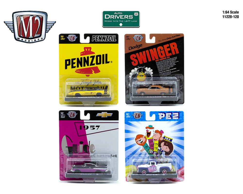 【絶版】M2マシーン ベルエア&ロードランナー 2台 M2 Machines 1:64 Auto-Drivers Release 120 Assortment – Horizon Diecast