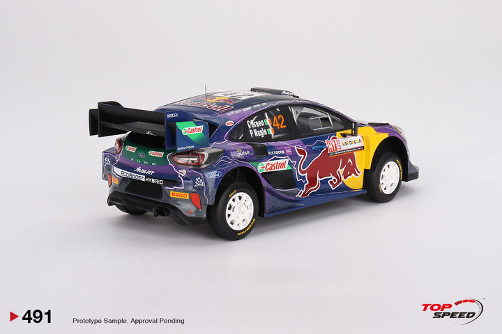 TOPSPEED 1:18 Ford Puma Rally1 #42 M-Sport Ford WRT 2022 Rally Italia Sardegna 2nd Place TS0491 rear