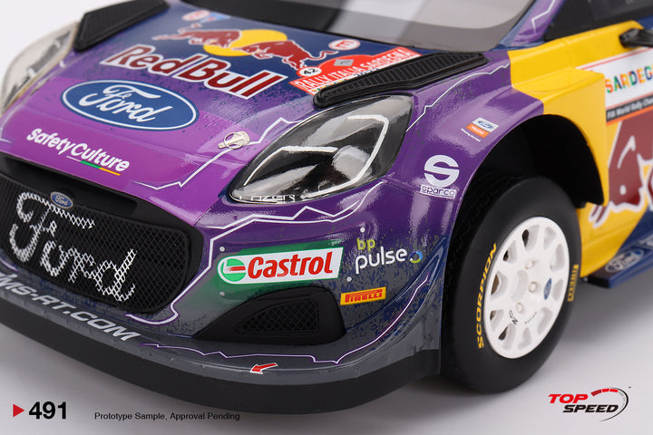 TOPSPEED 1:18 Ford Puma Rally1 #42 M-Sport Ford WRT 2022 Rally Italia Sardegna 2nd Place