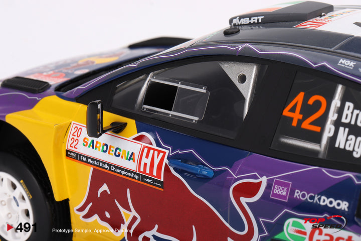 TOPSPEED 1:18 Ford Puma Rally1 #42 M-Sport Ford WRT 2022 Rally Italia Sardegna 2nd Place