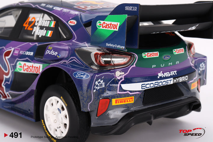 TOPSPEED 1:18 Ford Puma Rally1 #42 M-Sport Ford WRT 2022 Rally Italia Sardegna 2nd Place