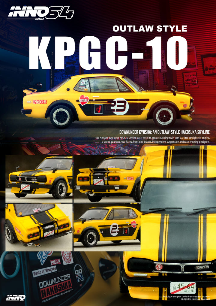 Inno64 1:64 NISSAN SKYLINE 2000 GT-R (KPGC10) IN64-KGC10-YL23
