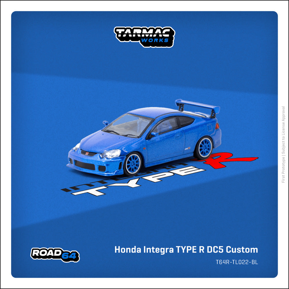 TARMAC Honda Integra Type-R DC5 無限 1/64 Preorder] Tarmac Works 1:64 Honda Integra TYPE R DC5 Custom Blue