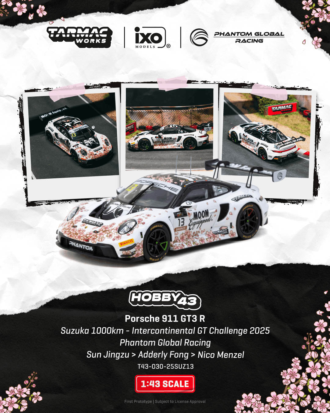Preorder] Tarmac Works 1:43 Porsche 911 GT3 R Suzuka 1000km