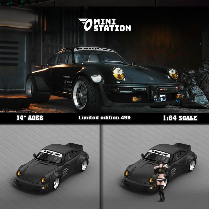 [Preorder] Mini Station 1:64 Porsche RWB 964 Ducktail SAMURAI Black