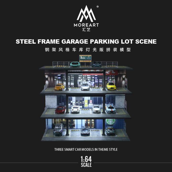 MoreArt 1:64 STEEL FRAME GARAGE PARKING LOT SCENE MO922001