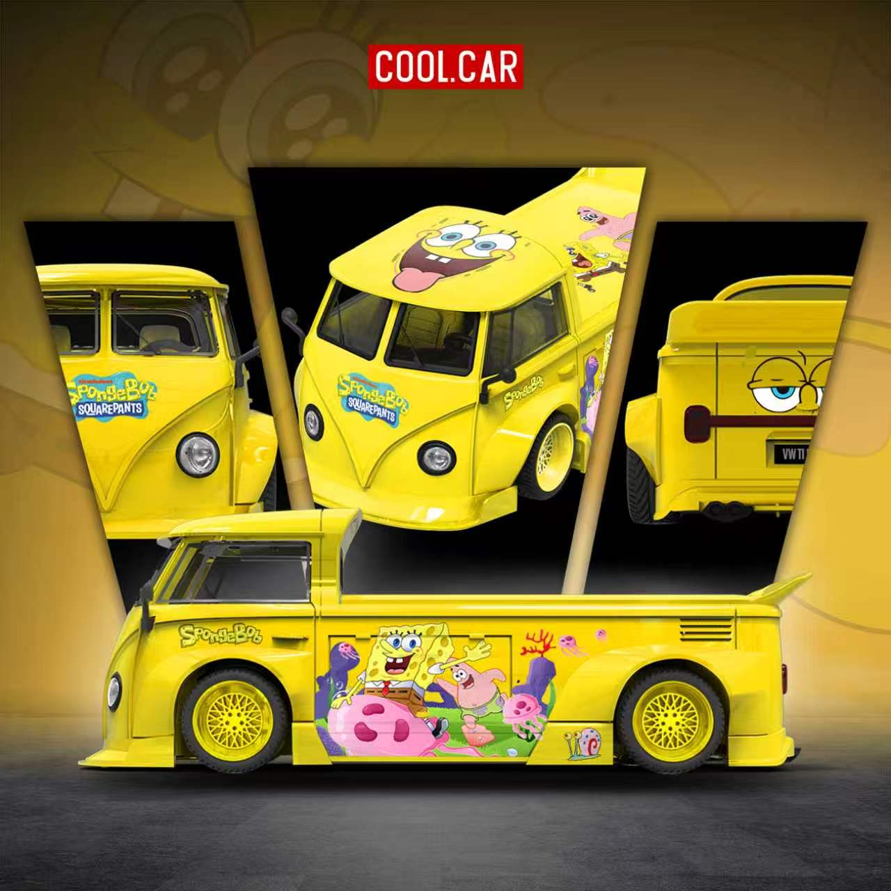 COOL CAR ミニオン トレーラー 1:64 Preorder] Cool Car 1:64 Volkswagen T1 Pickup - SpongeBob Livery