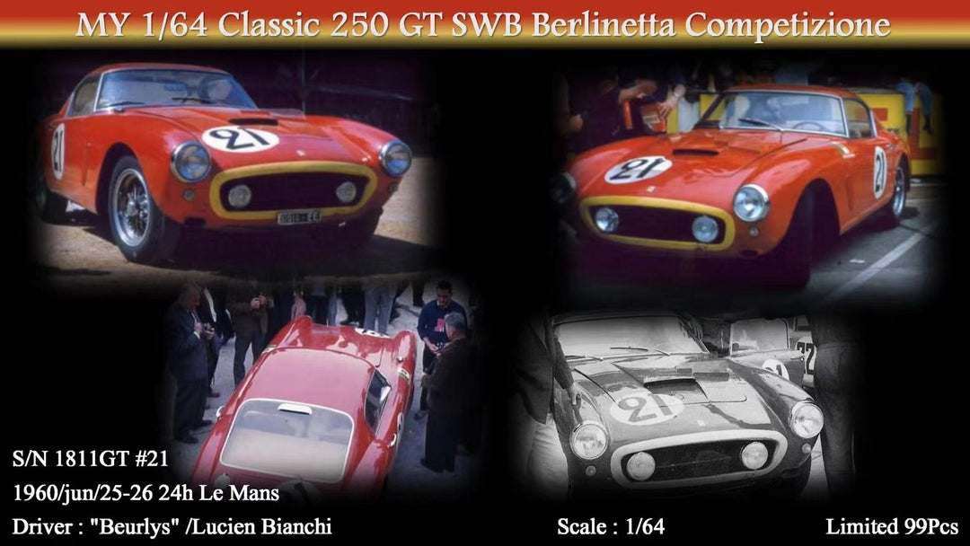 MY64 X M64X 1:64 Ferrari 250 GT SWB Berlinetta Competizione Red #21