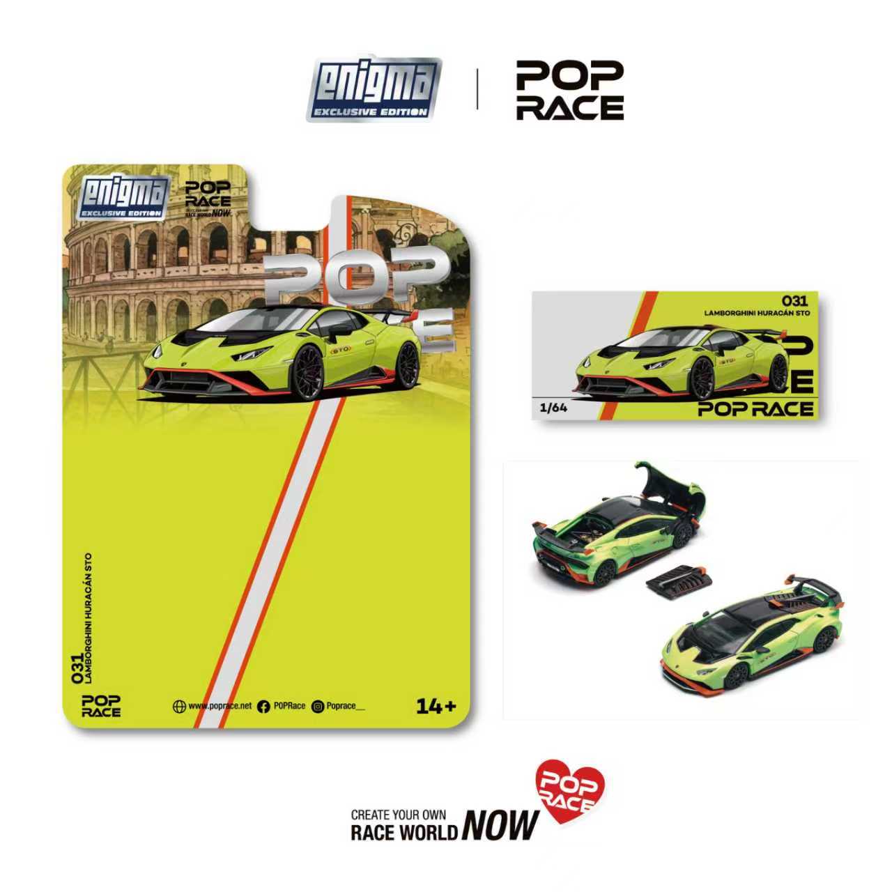 Preorder] POPRACE 1:64 Lamborghini Huracán STO Green Orange PRE031