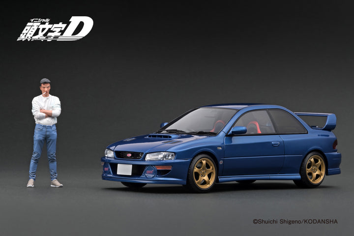 Ignition Model 1:18 INITIAL D SUBARU Impreza WRX type R STi Version V (GC8) Blue With Mr.Bunta Fujiwara IG3538