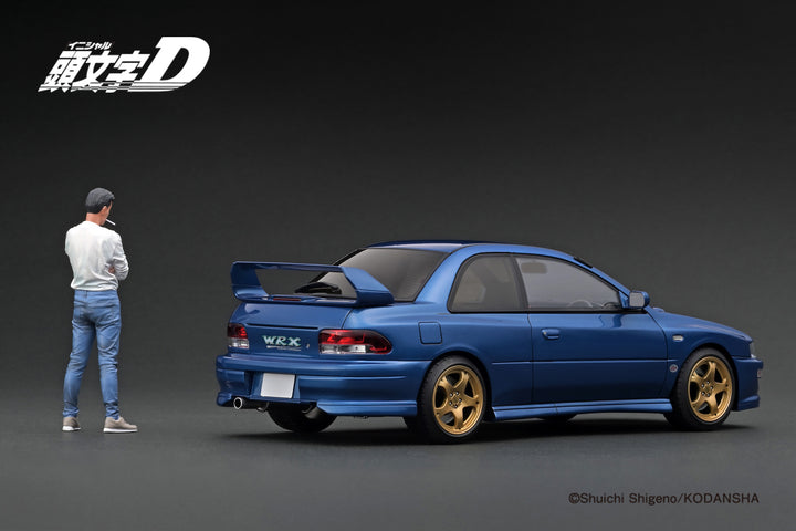 Ignition Model 1:18 INITIAL D SUBARU Impreza WRX type R STi Version V (GC8) Blue With Mr.Bunta Fujiwara IG3538