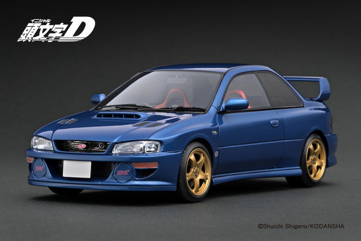 Ignition Model 1:18 INITIAL D SUBARU Impreza WRX type R STi Version V (GC8) Blue With Mr.Bunta Fujiwara IG3538