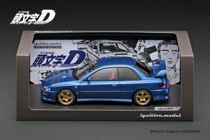 Ignition Model 1:18 INITIAL D SUBARU Impreza WRX type R STi Version V (GC8) Blue With Mr.Bunta Fujiwara IG3538