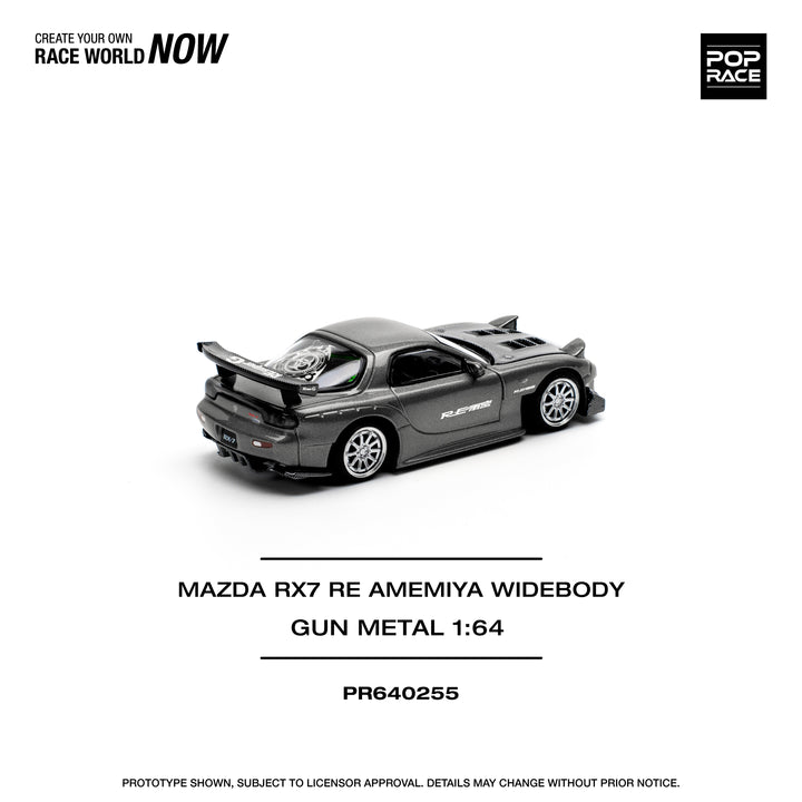 POPRACE 1:64 MAZDA RX7 RE-AMEMIYA GUN METAL PR640255