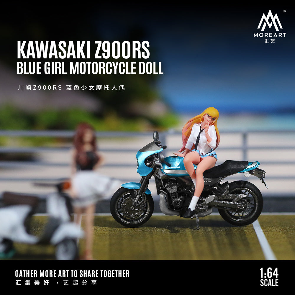 Preorder MoreArt 1 64 KAWASAKI Z900RS BLUE GIRL MOTORCYCLE DOLL MO222092