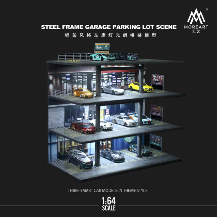 MoreArt 1:64 STEEL FRAME GARAGE PARKING LOT SCENE MO922001