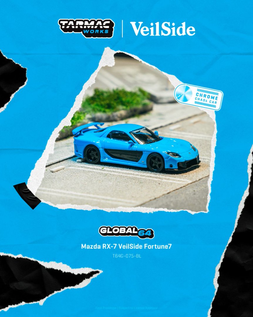 Preorder] Tarmac Works 1:64 Mazda RX-7 VeilSide Fortune7 Blue T64G