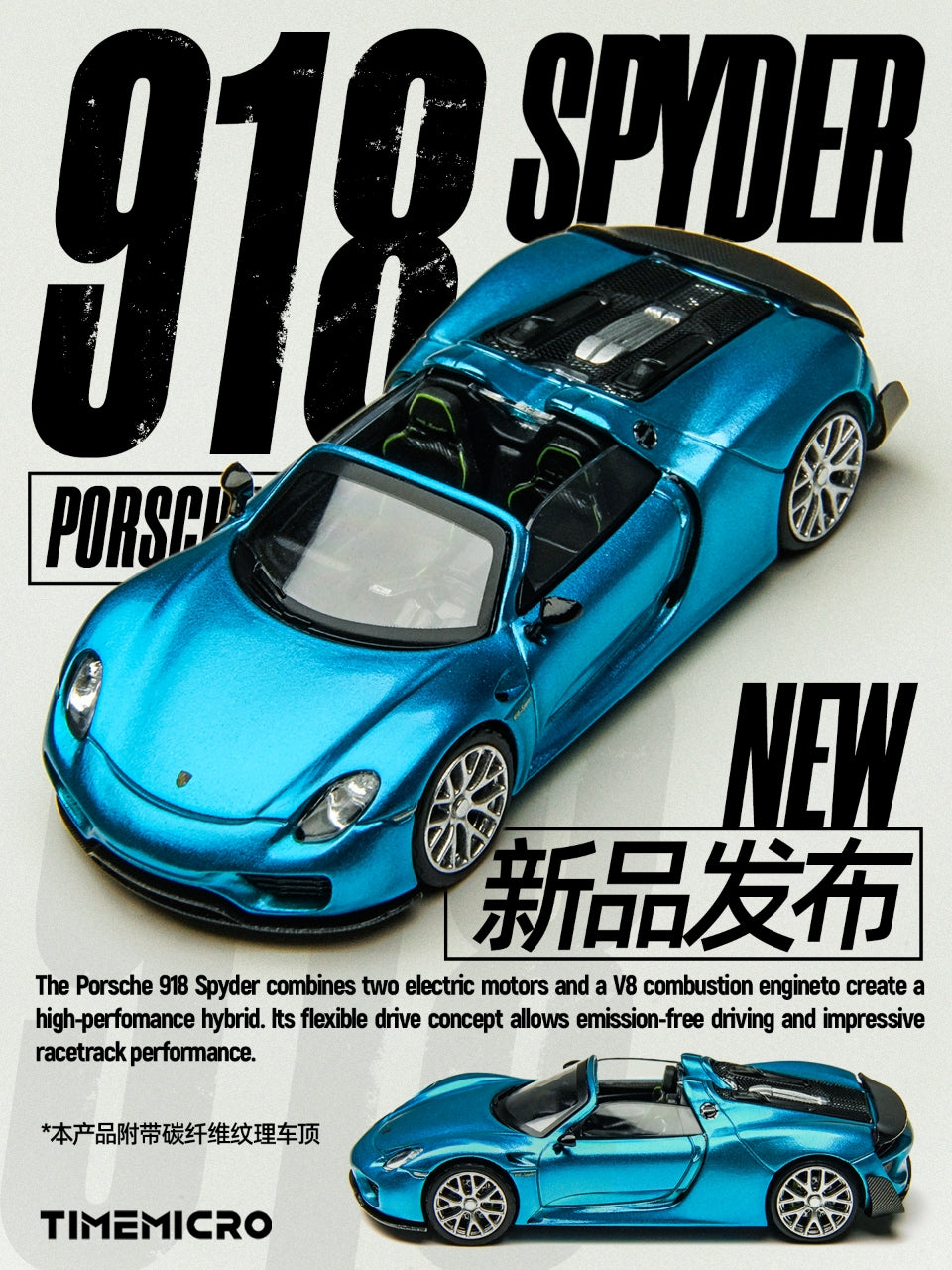 Blue Blue BRADAL99 限定エディション TimeMicro 1:64 Porsche 918 Spyder - Blue TM643530 – Horizon Diecast