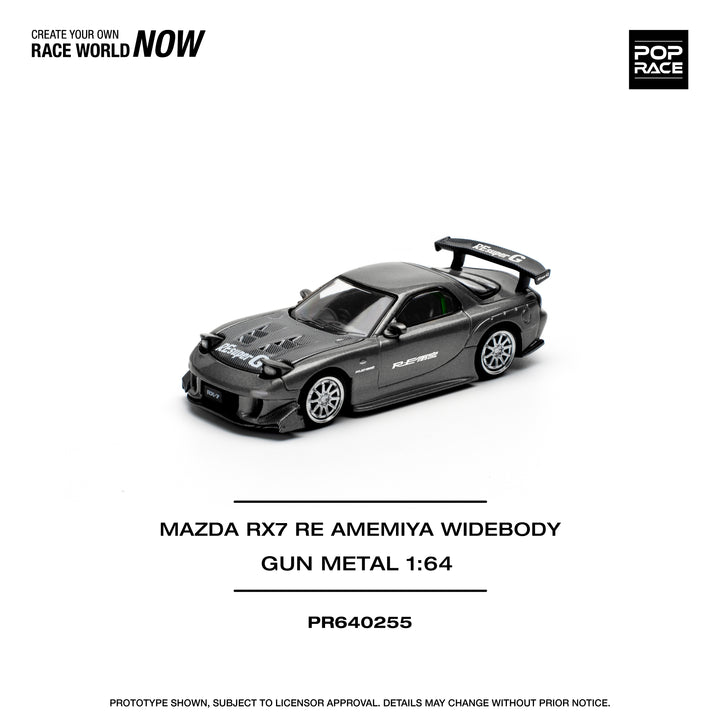 POPRACE 1:64 MAZDA RX7 RE-AMEMIYA GUN METAL PR640255
