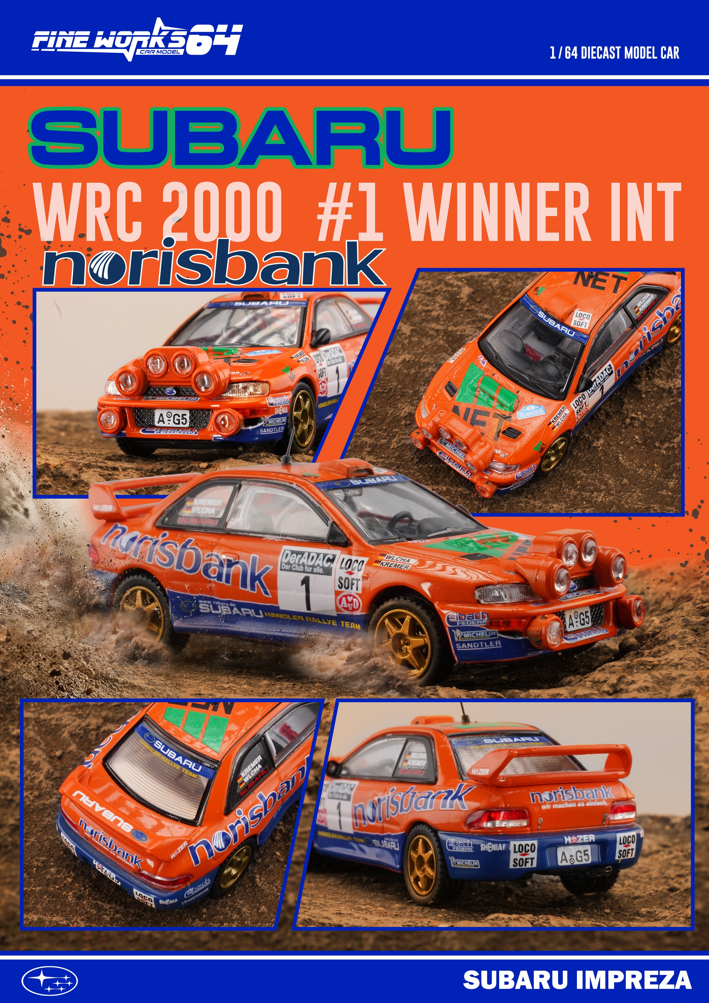 Fine works64 1:64 Subaru Impreza WRC 2000 #I WINNER INT – Horizon