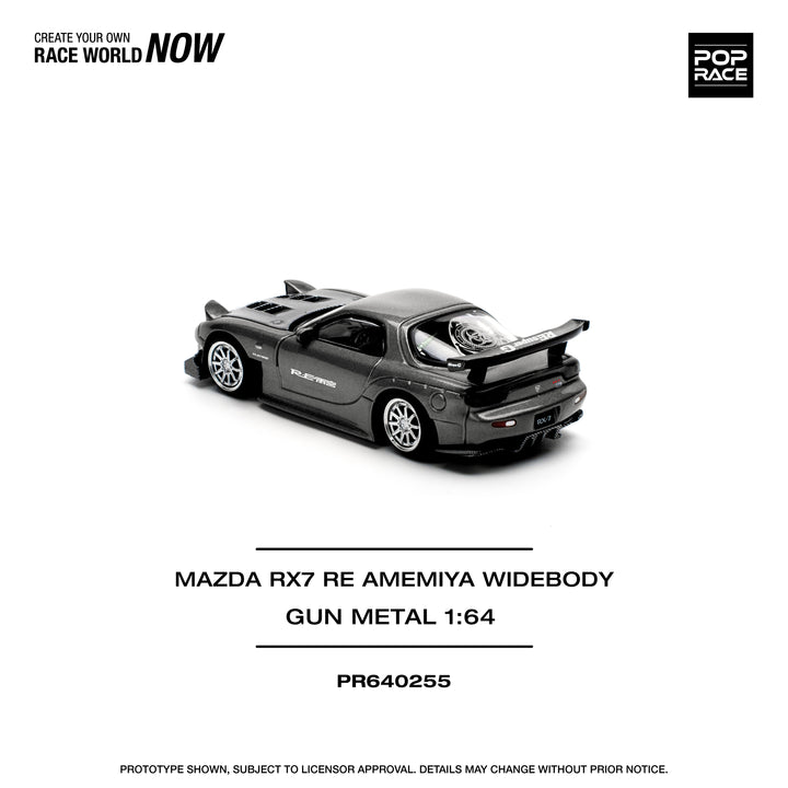 POPRACE 1:64 MAZDA RX7 RE-AMEMIYA GUN METAL PR640255