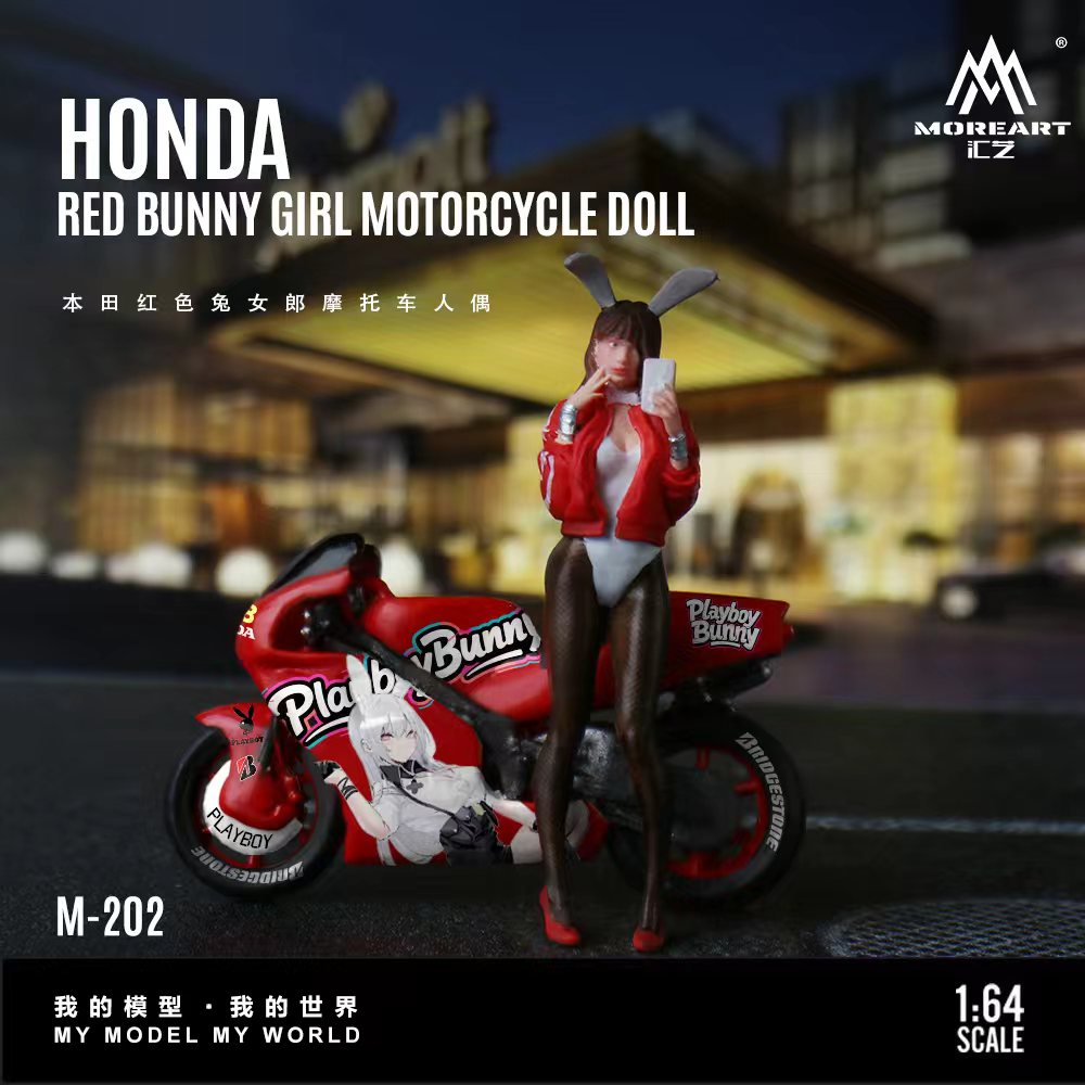 MoreArt 1:64 Honda Red Bunny Girl Motorcycle Doll MO222202