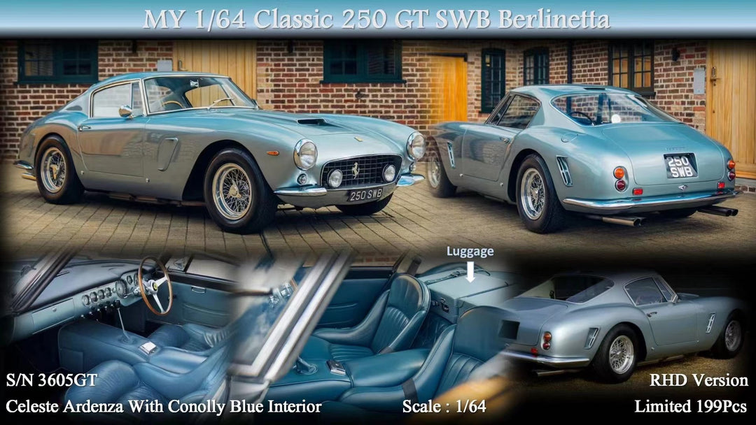 MY64 X M64X 1:64 Ferrari 250 GT SWB Berlinetta Celeste Ardenza