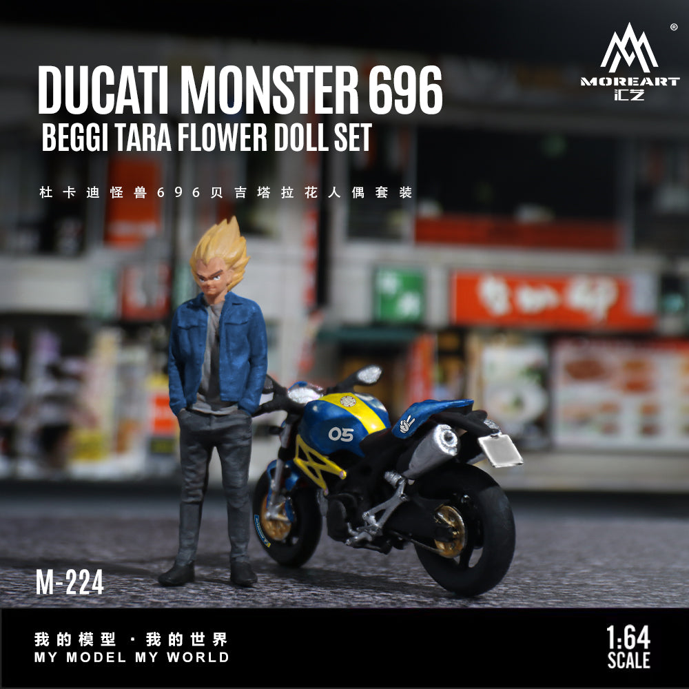 MoreArt 1:64 DUCATI MONSTER 696 BEGGI TARA FLOWER DOLL SET