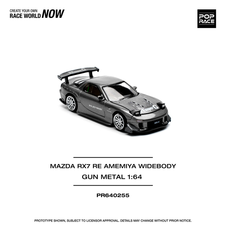 POPRACE 1:64 MAZDA RX7 RE-AMEMIYA GUN METAL PR640255