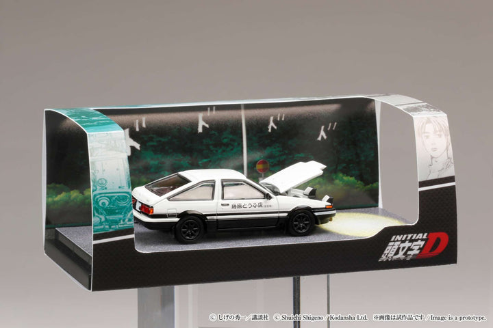 Hobby Japan 1:64 Toyota SPRINTER TRUENO GT APEX (AE86) / INITIAL D Engine Mounted Model with Wataru Akiyama