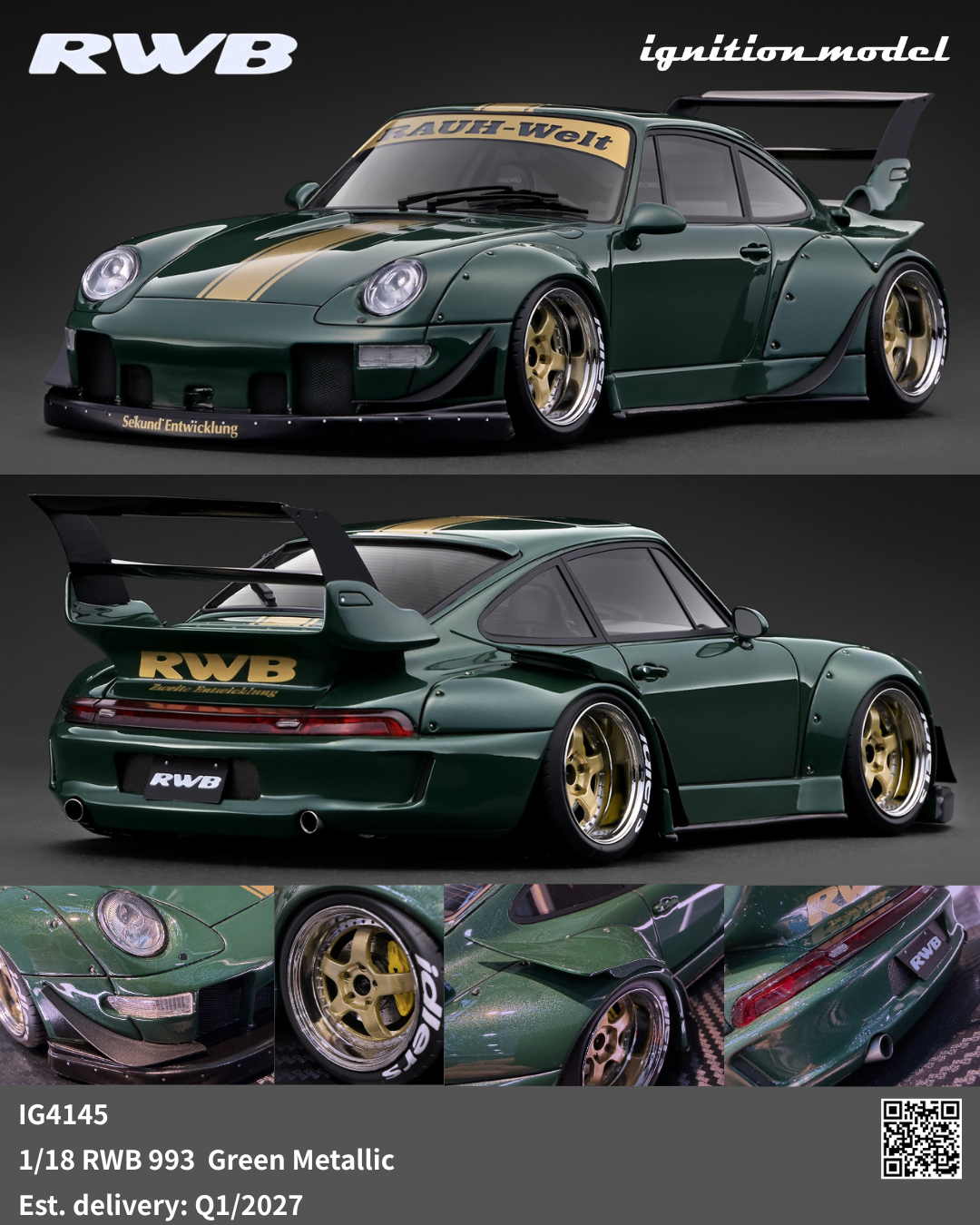 Preorder] Ignition Model 1:18 Porsche RWB 993 Metallic Green