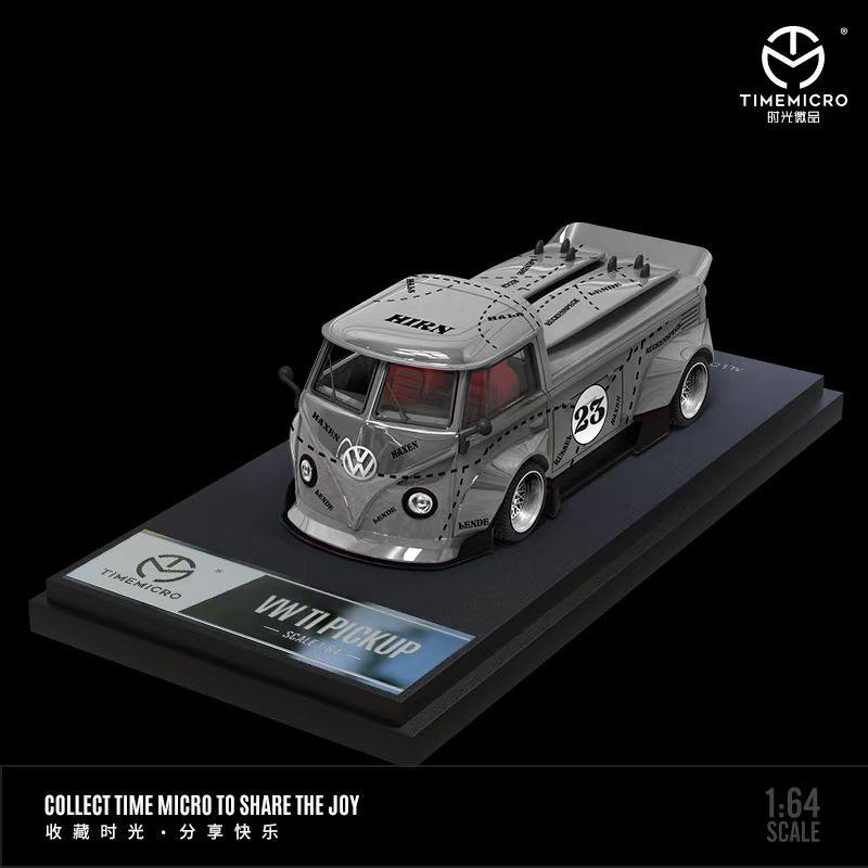 TimeMicro 1:64 Volkswagen T1 Pick Up Truck Wide Body Silver