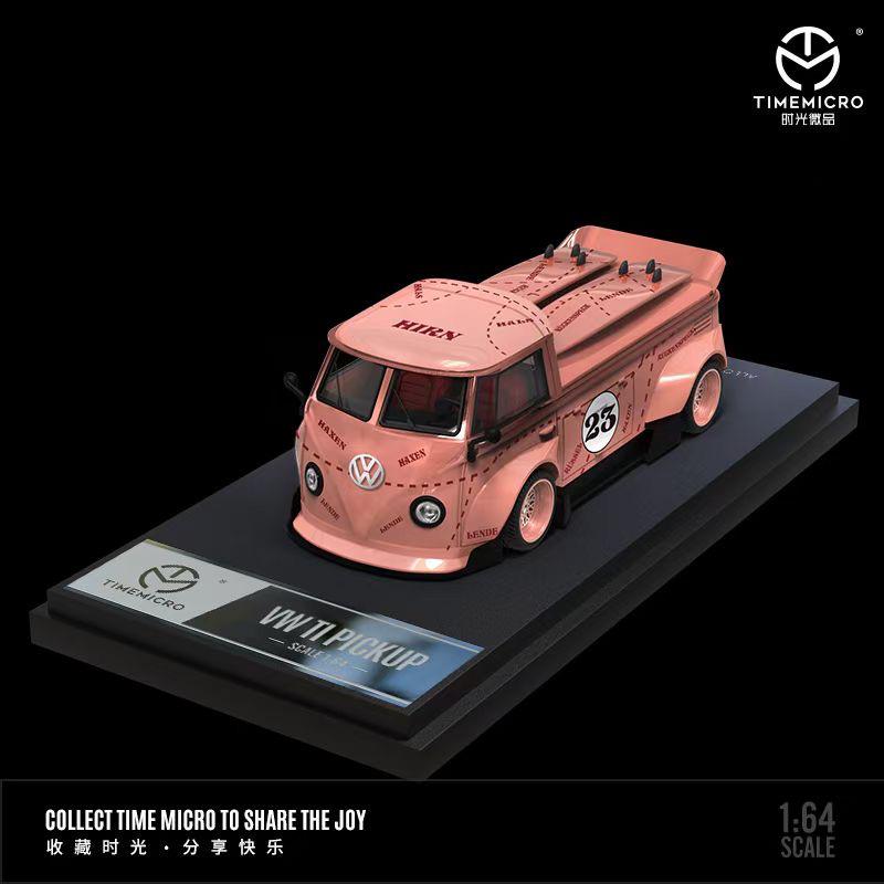 TimeMicro 1:64 Volkswagen T1 Pick Up Truck Wide Body Pink