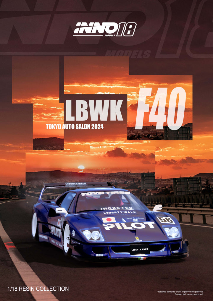 INNO18 1:18 LBWK F40 Blue Tokyo Auto Salon 2024