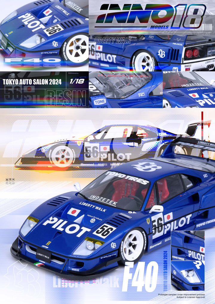 INNO18 1:18 LBWK F40 Blue Tokyo Auto Salon 2024