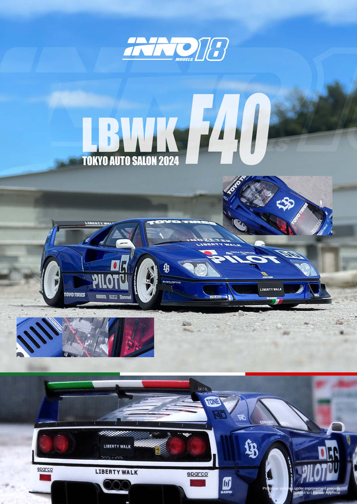 INNO18 1:18 LBWK F40 Blue Tokyo Auto Salon 2024