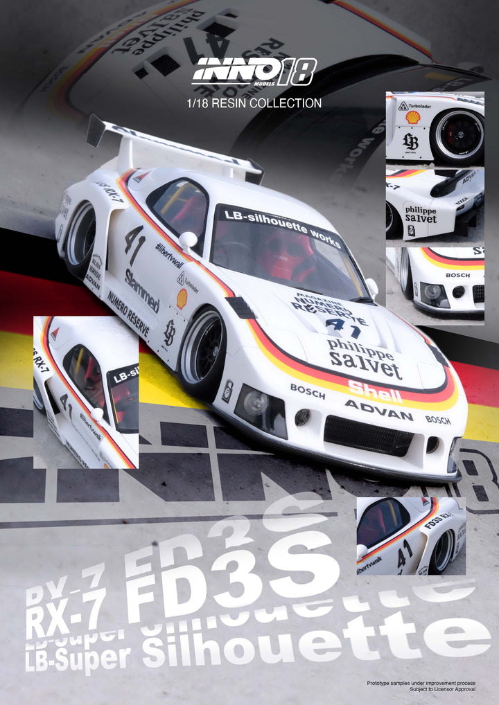 Inno18 1:18 Mazda RX7 (FD3S) LB-SUPER SILHOUETTE WHITE IN18-LBWKRX7-02