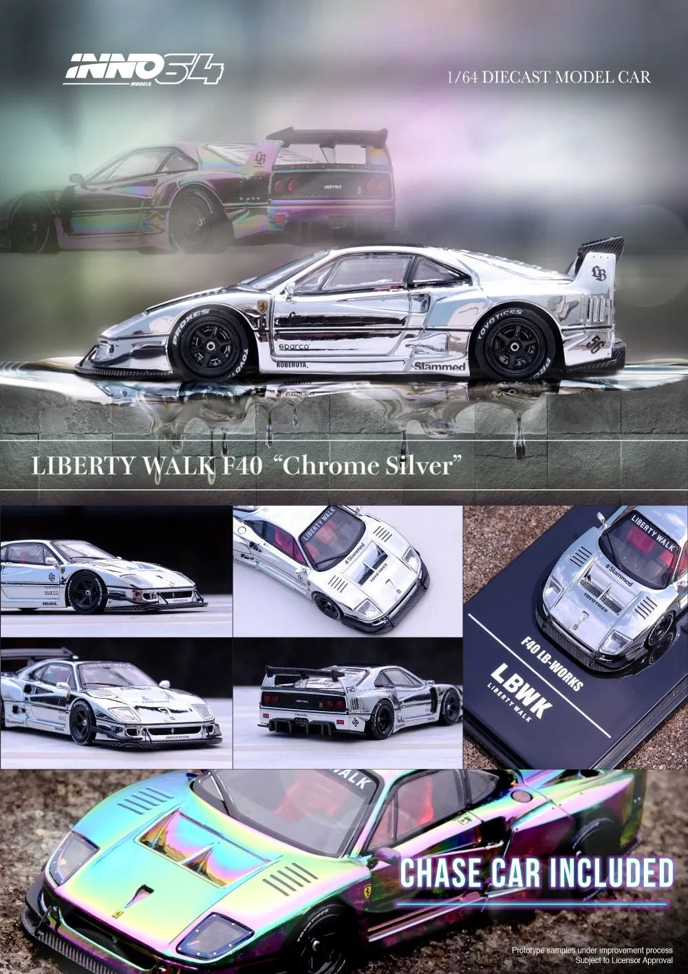 Inno64 1:64 LBWK F40 – Chrome Silver Hobby Expo China Exclusive