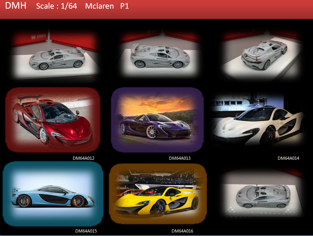 DMH 1:64 McLaren P1 (5 colors)