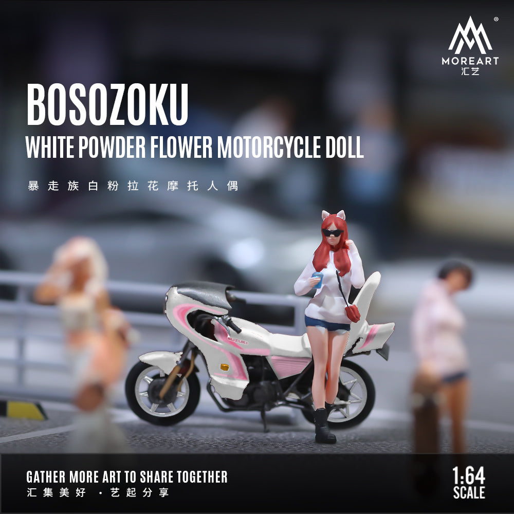 MoreArt 1:64 BOSOZOKU White Powder Flower Motorcycle Doll