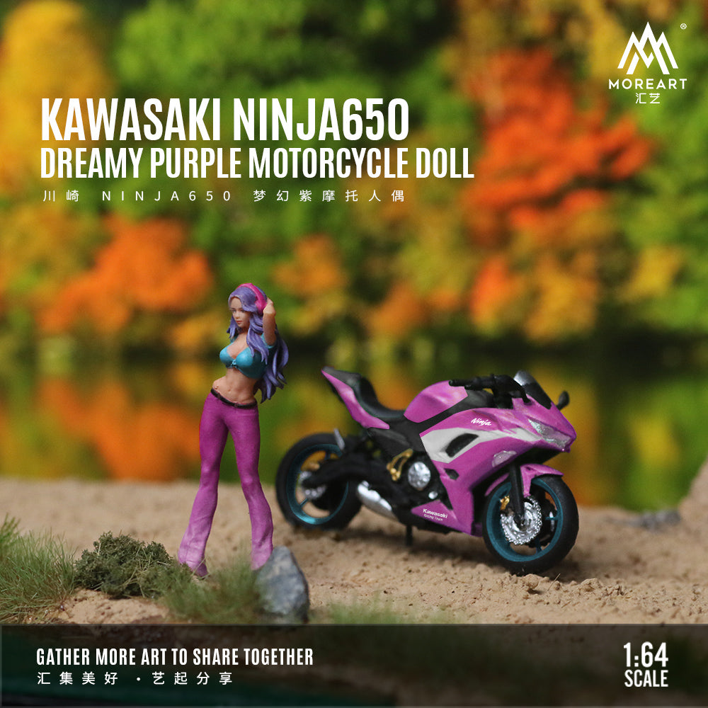 MoreArt 1:64 KAWASAKI NINJA650 DREAMY PURPLE MOTORCYCLE DOLL
