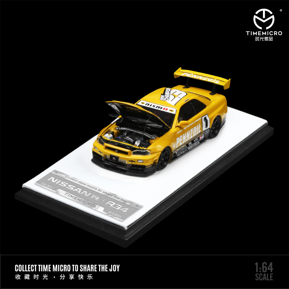 Time Micro 1:64 Nissan R34 GT-R Z-Tune Yellow