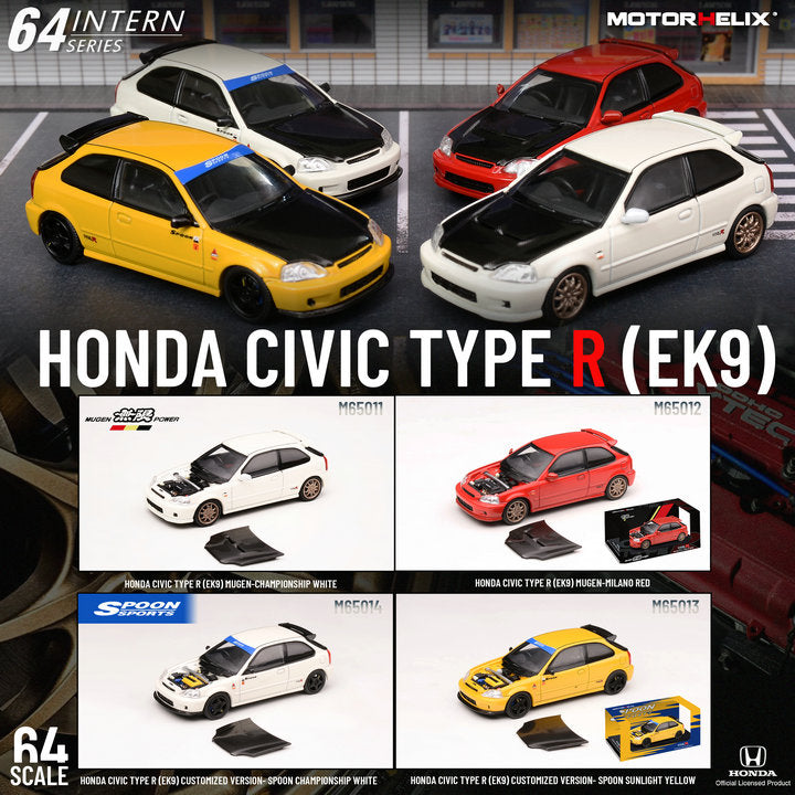 MOTORHELIX 1:64 Intern Series Honda Civic Type R EK9 (4 Versions
