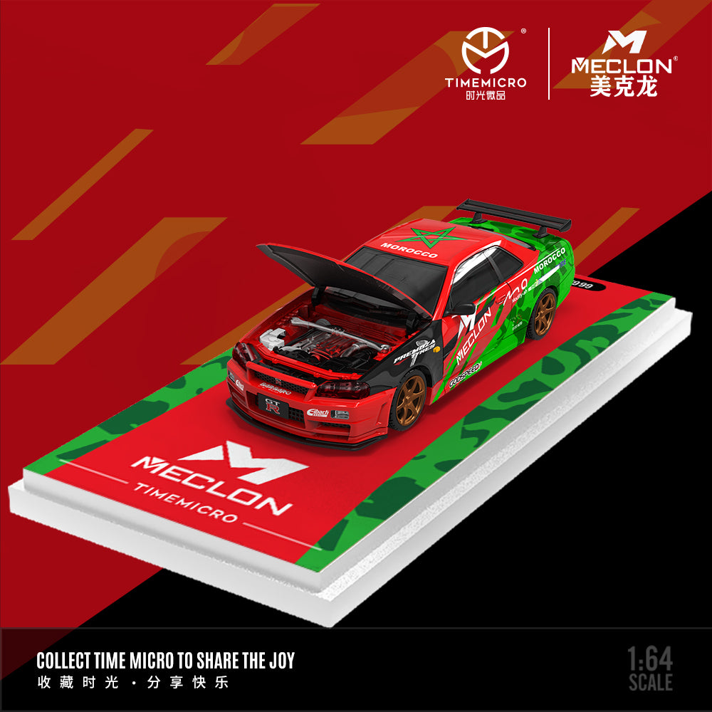 Time Micro 1:64 Nissan GT-R R34 MECLON (3 Versions) TM646310