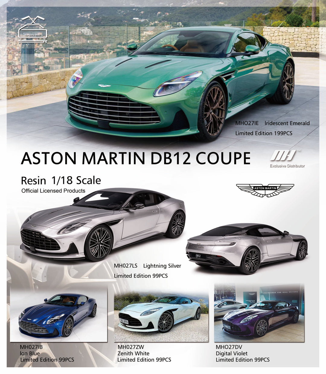 MOTORHELIX 1:18 ASTON MARTIN DB12 Resin (5 Colors)