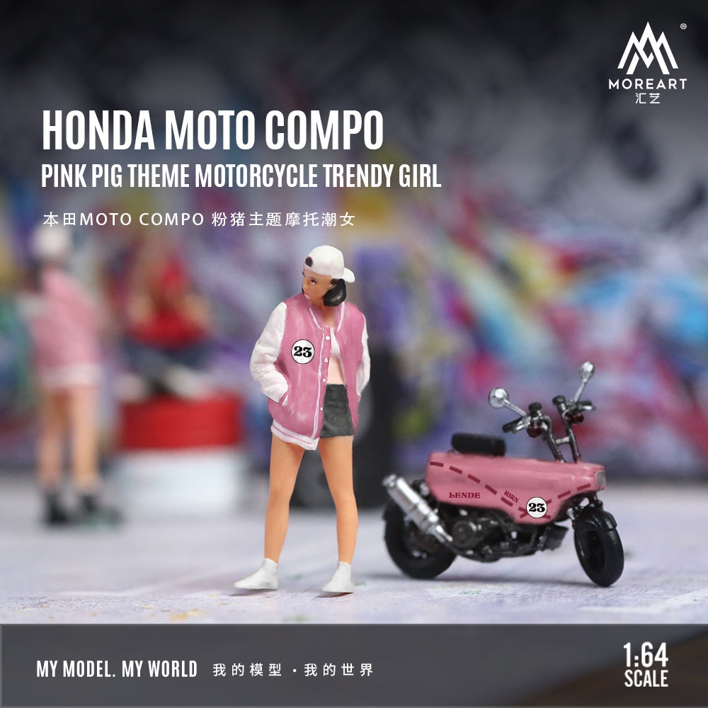Preorder] MoreArt 1:64 HONDA MOTO COMPO PINK PIG THEME MOTORCYCLE TRE –  Horizon Diecast